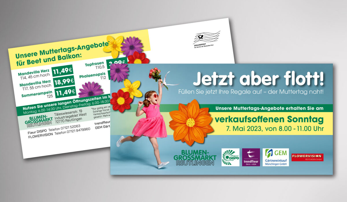 Blumen-Großmarkt RT - Postkarten-Mailing