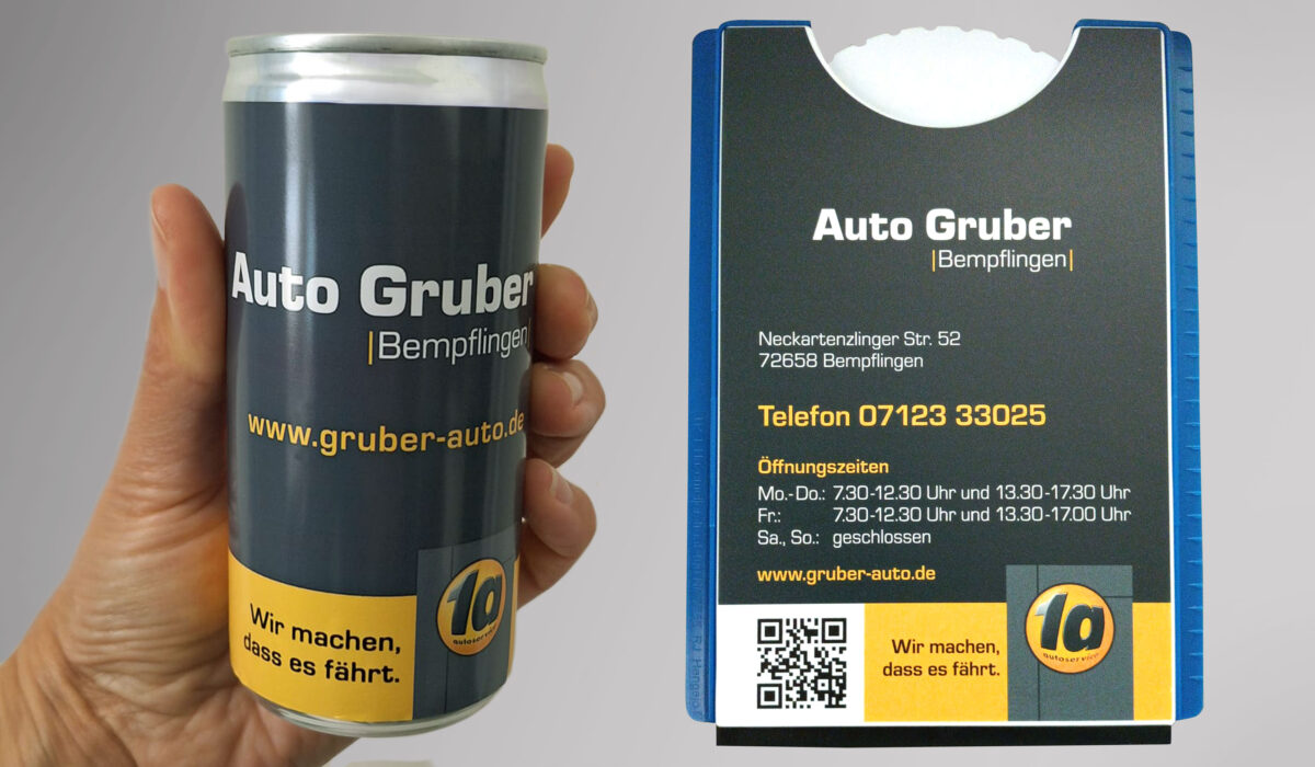 Auto Gruber - Secco Bianco-Dose, Parkscheibe
